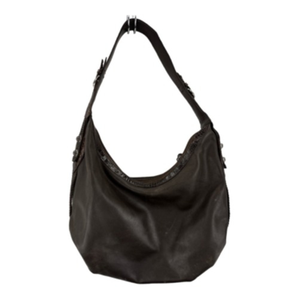 Brighton Hobo Bag Womens Brown Leather Croc Trim Silver Hardware Good Condition - Picture 2 of 11